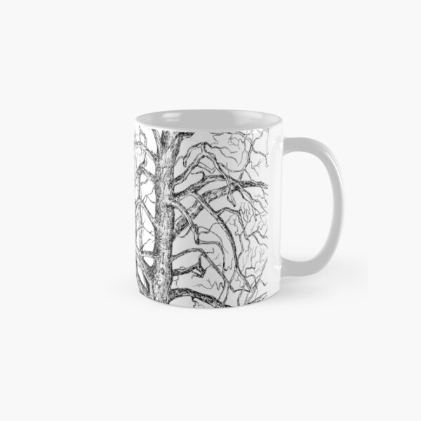 graphic black and white tree with bare branches Classic Mug