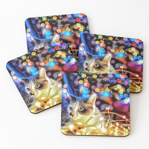 Item preview, Cat in Christmas Tree Lights designed and sold by RitaMaye.