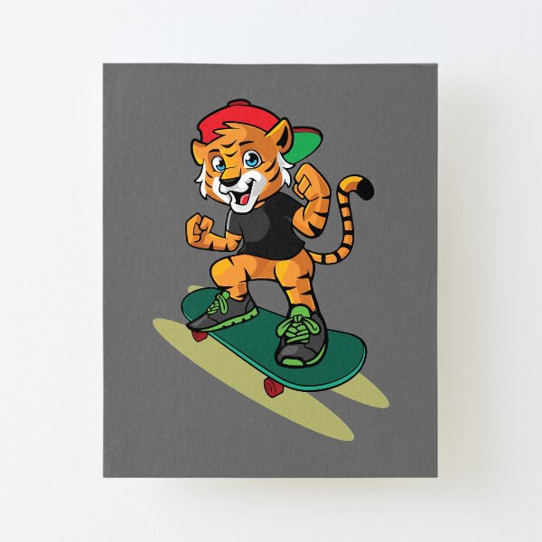 Skateboard Sports Inlineskates Tiger Canvas Mounted Print