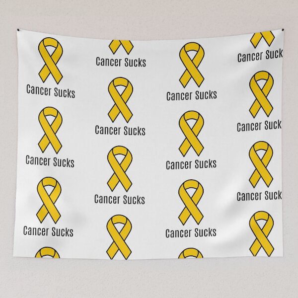 Item preview, Cancer Sucks Gold Childhood Cancer Awareness Ribbon designed and sold by Sugar-Magnolia.