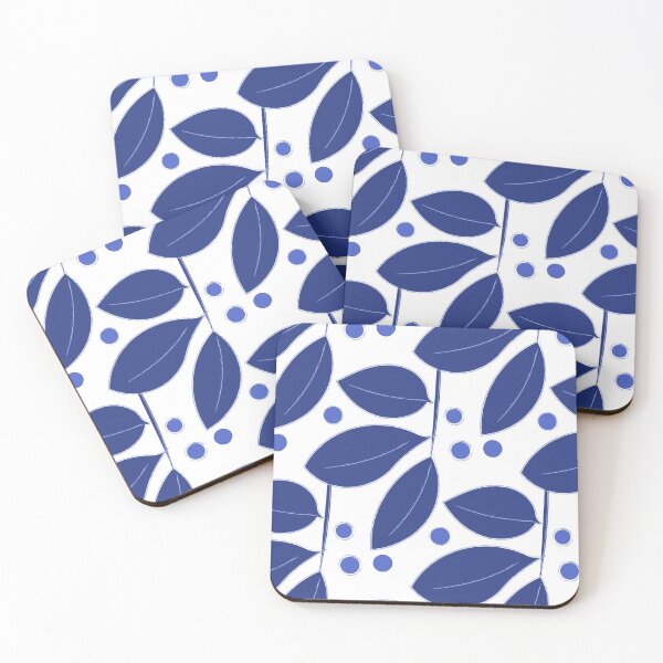 Item preview, Blue and White Leaves and Berries Elegant designed and sold by AntiqueImages.