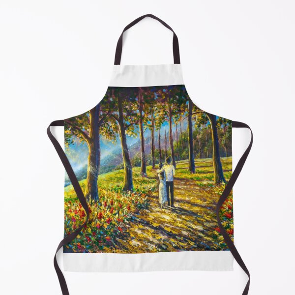 Item preview, Romantic couple walking in sunny park forest painting. Painting by Valery Rybakou designed and sold by rybakowvalery.