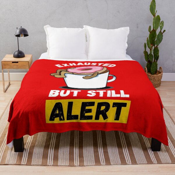 Item preview, Exhausted But Still Alert | Coffee Lover | Morning Humor - Red designed and sold by 4wordsmovement.