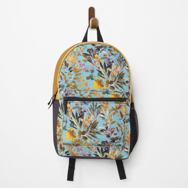 Item preview, Colorful Garden Leaves on Turquoise Blue designed and sold by micklyn.