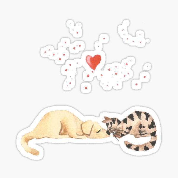 Dog & cat love Sticker