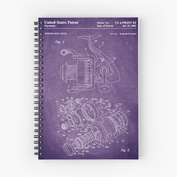 Item preview, Spinning reel spool 2003 patent purple chalkboard designed and sold by InkedArtPrints.
