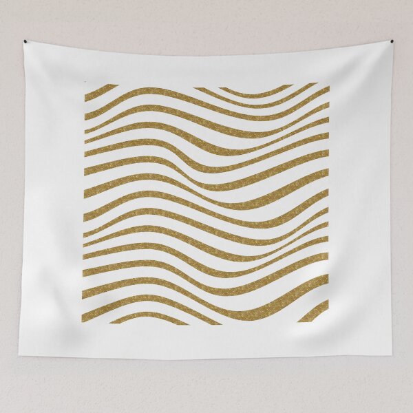 Item preview, Golden Glitter in White Waves Pattern designed and sold by basitcv.