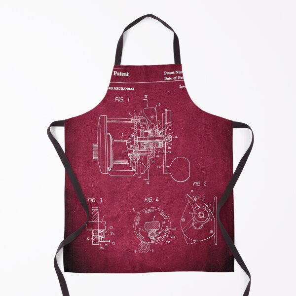 Item preview, Fishing reel drag mechanism 1990 patent burgundy chalkboard designed and sold by InkedArtPrints.