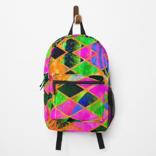 Item preview, Abstract Neon Pink, Green Orange Diamond Spirals Pattern designed and sold by Mary Riley.