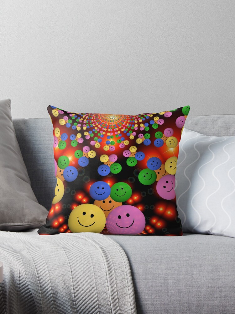 Bright colourful smiley emojis Pillow for Sale by Winkham Redbubble