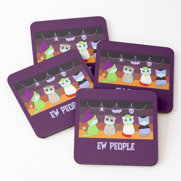 Item preview, Ew people halloween costumes cats vintage background light text  witch , vampire , zombie and clown.  designed and sold by SGS-.