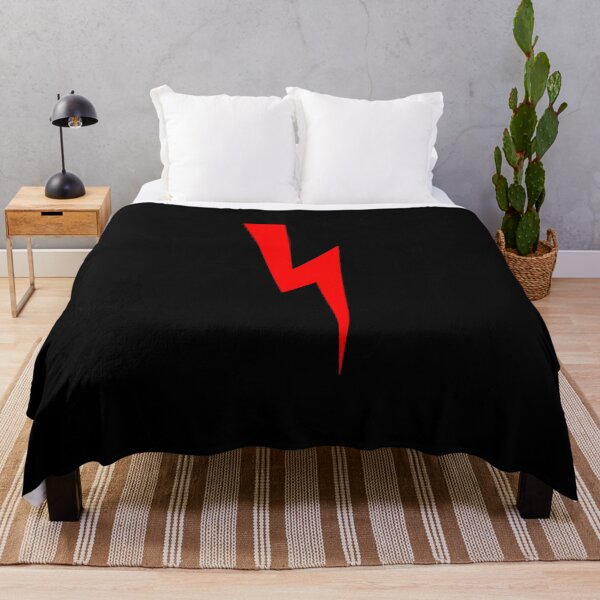 Item preview, Red Lightning Bolt Symbol strajk black background designed and sold by oxoxoxo.