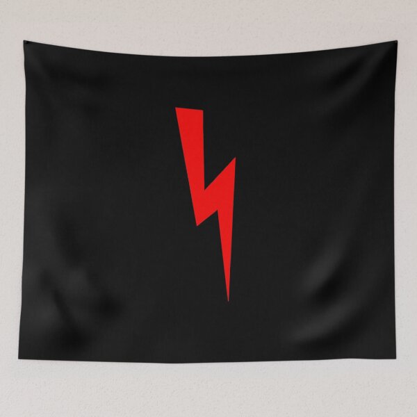 Item preview, Red Lightning Bolt Symbol strajk black background designed and sold by oxoxoxo.