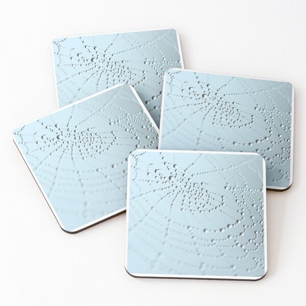 Item preview, Dew Drops on Spiderweb - Light Blue Macro Photography designed and sold by KatjaBozarth.
