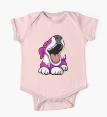 Laughing Bull Terrier White & Pink One Piece - Short Sleeve