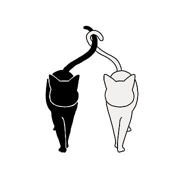 Silhouette of Two Cats with Tails Intertwined in Heart Shape