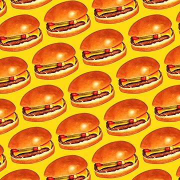 Artwork thumbnail, Cheeseburger 5 Pattern - Yellow by Kelly Gilleran
