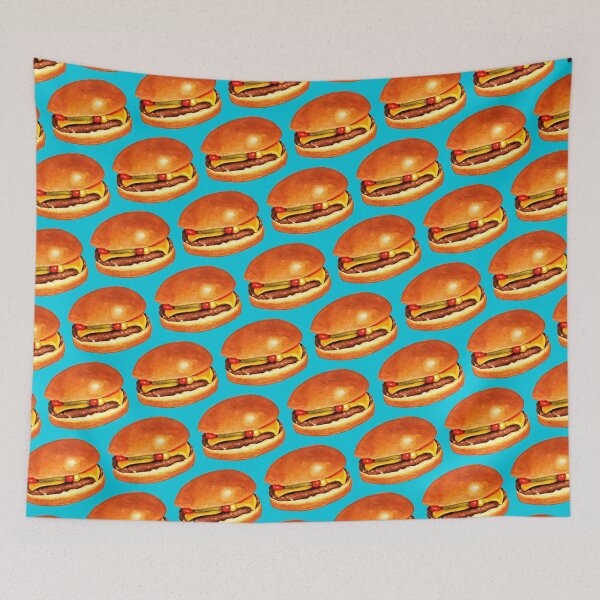 Item preview, Cheeseburger 5 Pattern - Blue designed and sold by Kelly  Gilleran.