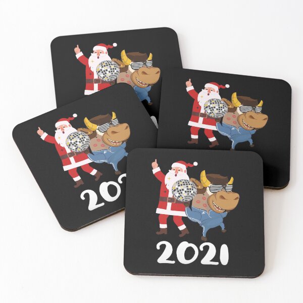 Item preview, New Year 2021 Symbol Animal Ox - Funny Ox In Retro Sunglasses With Dancing Santa  Disco Dancers Cool Xmas Gift designed and sold by FunnySunny T-Shirts.