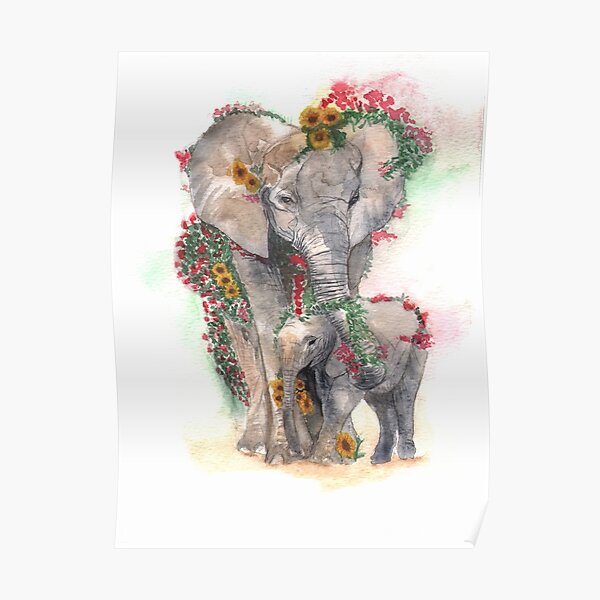 Poster Mutter Und Babys Elefant Redbubble