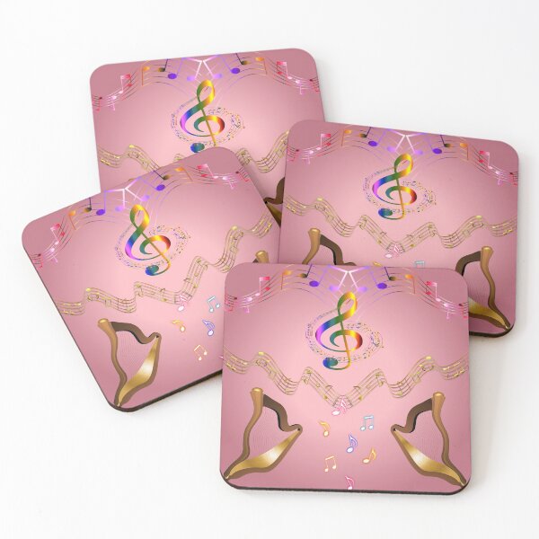 Item preview, Golden Musical Harps - Rose Pink Background designed and sold by Only1helen.