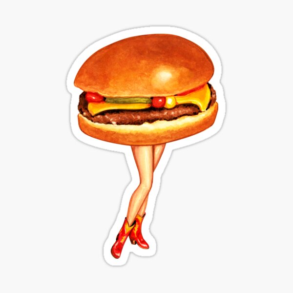 Item preview, Cheeseburger Cowgirl Pin-Up designed and sold by Kelly  Gilleran.