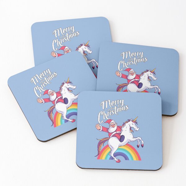 Item preview, SANTA CLAUS RIDING A CUTE CHRISTMAS UNICORN designed and sold by Delicious Design ⭐⭐⭐⭐⭐.