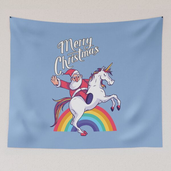 Item preview, SANTA CLAUS RIDING A CUTE CHRISTMAS UNICORN designed and sold by Delicious Design ⭐⭐⭐⭐⭐.