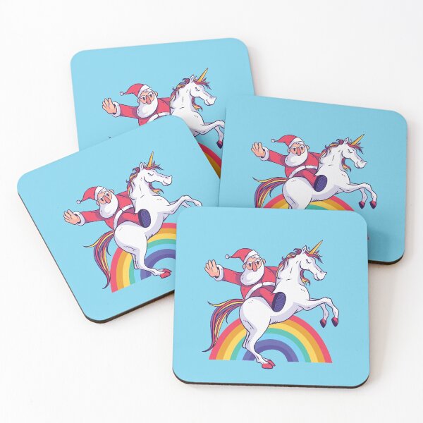 Item preview, SANTA CLAUS RIDING A CUTE CHRISTMAS UNICORN designed and sold by Delicious Design ⭐⭐⭐⭐⭐.