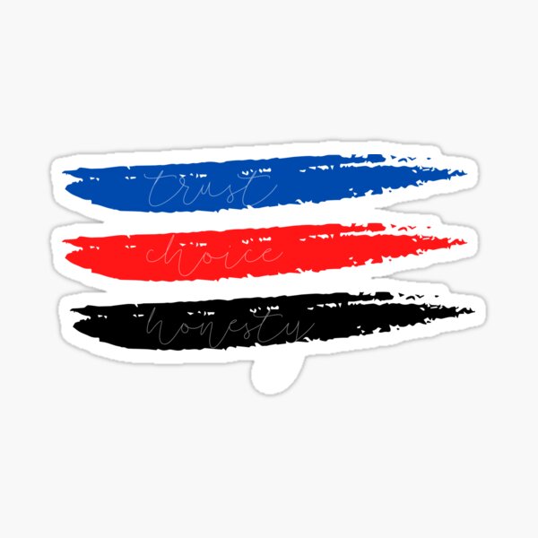 Trust, Choice & Honesty | Polyamory Flag in Brush Strokes Sticker