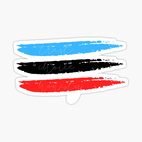 Trust, Choice & Honesty | New Polyamory Flag in Brush Strokes Sticker