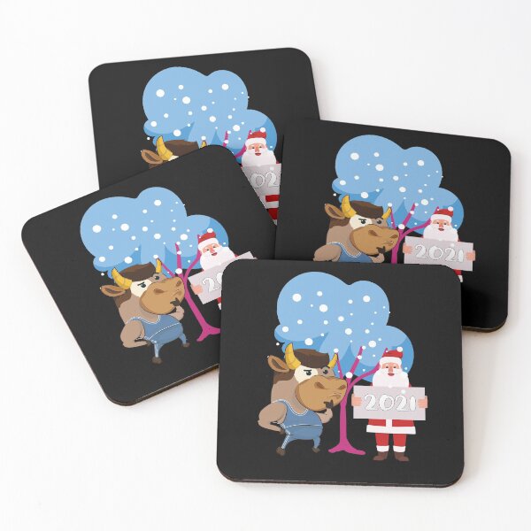 Item preview, Cute Thoughtful Ox With Santa New Year 2021 Symbol Chinese Zodiac Animal Funny Xmas New Year Gift designed and sold by FunnySunny T-Shirts.
