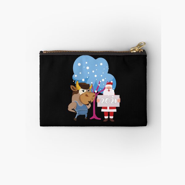 Item preview, Cute Thoughtful Ox With Santa New Year 2021 Symbol Chinese Zodiac Animal Funny Xmas New Year Gift designed and sold by FunnySunny T-Shirts.