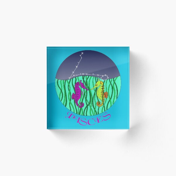Pisces Zodiac Star Sign Horoscope Acrylic Block
