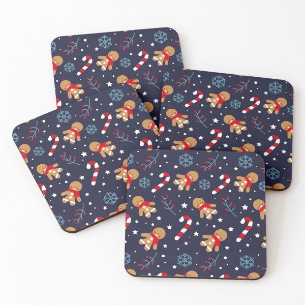 Item preview, Gingerbread Christmas and Candy Canes- Christmas Pattern (Midnight Blue) designed and sold by HeraAndKosmos.