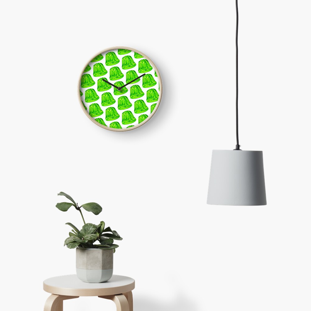 Green Jello Mold Pattern - White Clock