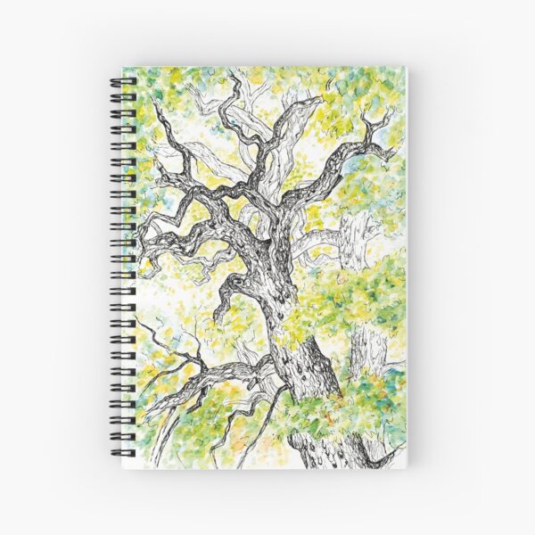 Watercolour and pen drawing of a beautiful tree  Spiral Notebook