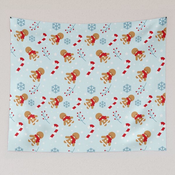 Item preview, Gingerbread Christmas & Candy Canes- Christmas Pattern (Ice Blue) designed and sold by HeraAndKosmos.