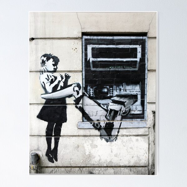ギフトバンクシー　リトグラフ　[Cash Machine Girl]　50×70cm サイン、COAあり POW 石版画、リトグラフ