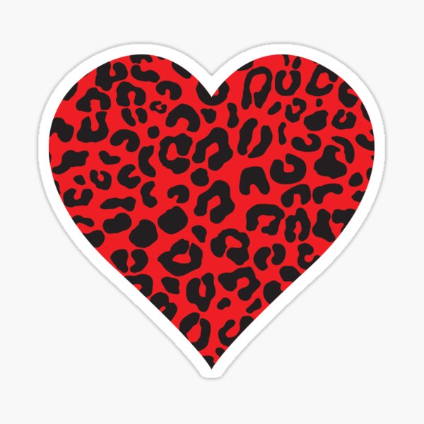 Vista previa del artículo con la obra «Estampado de leopardo/guepardo de corazón rojo», diseñado y vendido por AubrieBea.
