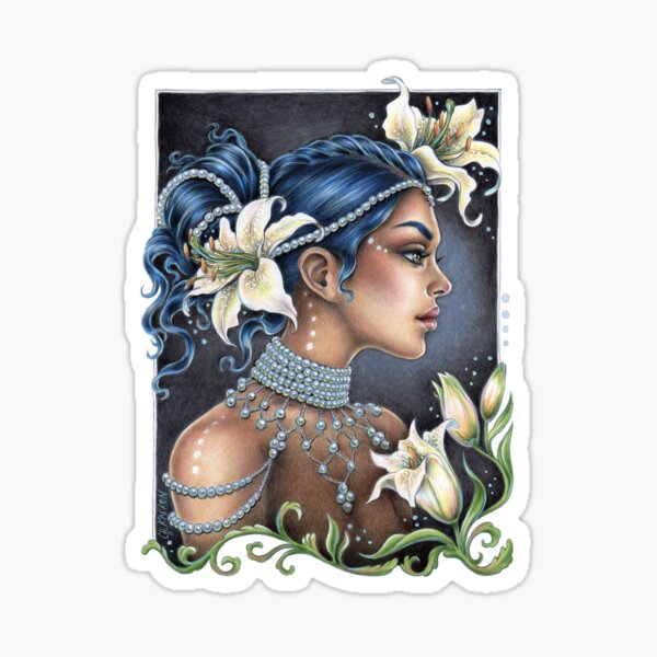 Lilies And Pearls Sticker