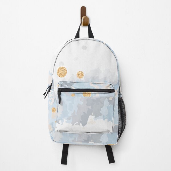 Item preview, Light Blue & Gold Liquid Marble Painting designed and sold by newburyboutique.