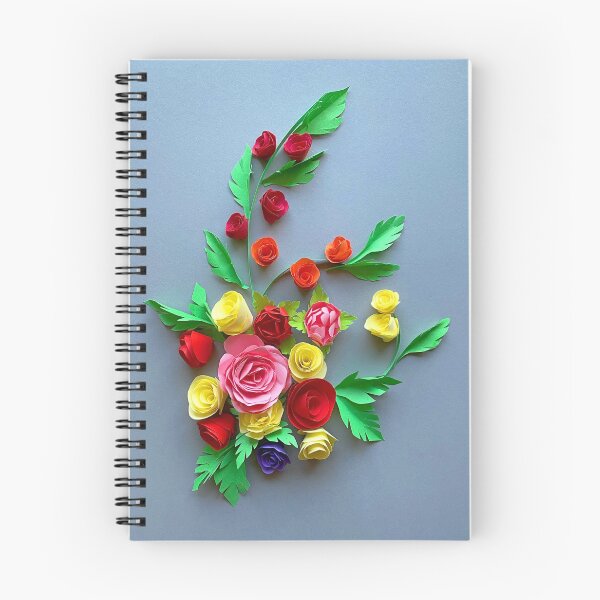 Item preview, Multicolour paper roses, quilled flowers on grey background (THIS IS A PRINT) designed and sold by folkyouall.