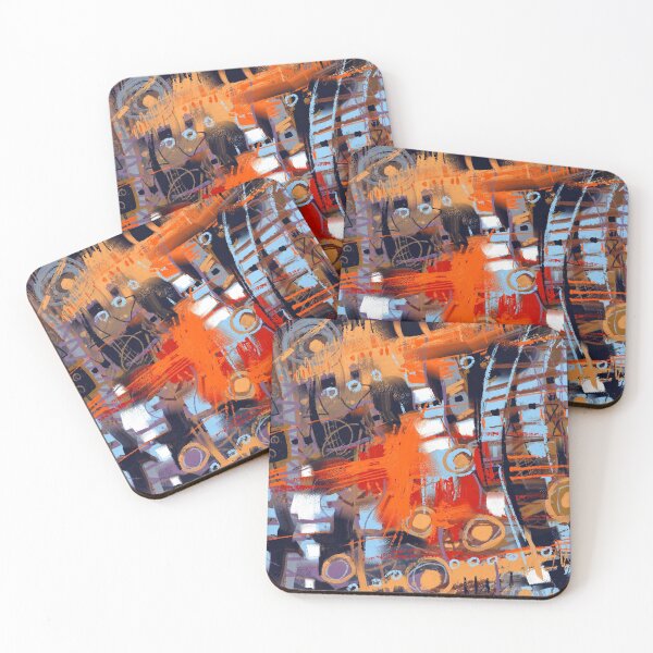 Item preview, Cute orange robot digital abstract painting designed and sold by Mikko Tyllinen.
