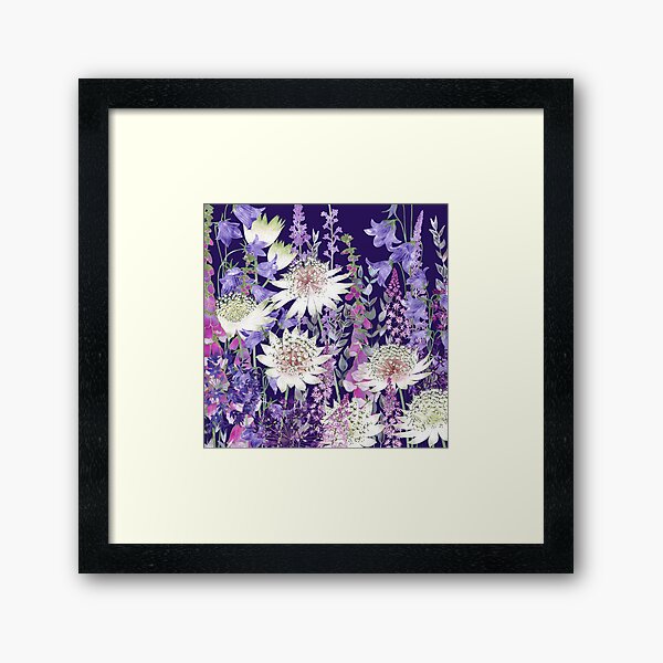 Flower Garden - Astrantia, Campanula, Foxgloves & Alliums Framed Art Print