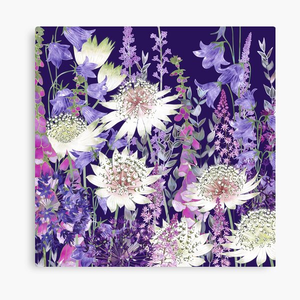 Flower Garden - Astrantia, Campanula, Foxgloves & Alliums Canvas Print