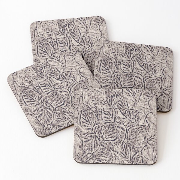 Item preview, Stylish outlined sketch of fall leaves platinum pattern designed and sold by SulkaCreative.