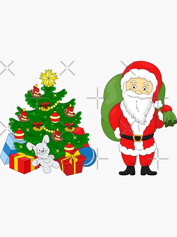 Christmas Sticker Set Sticker santa cruz tree