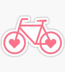 Rosa Fahrrad-Liebe - Fixie-Herzen Sticker
