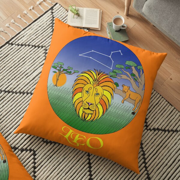 Leo the Lion Zodiac Star Sign Horoscope Floor Pillow